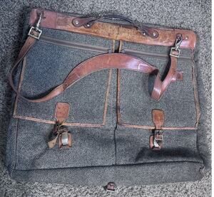 Vintage Hartmann luggage garment bag Hanging Travel tweed & brown leather
